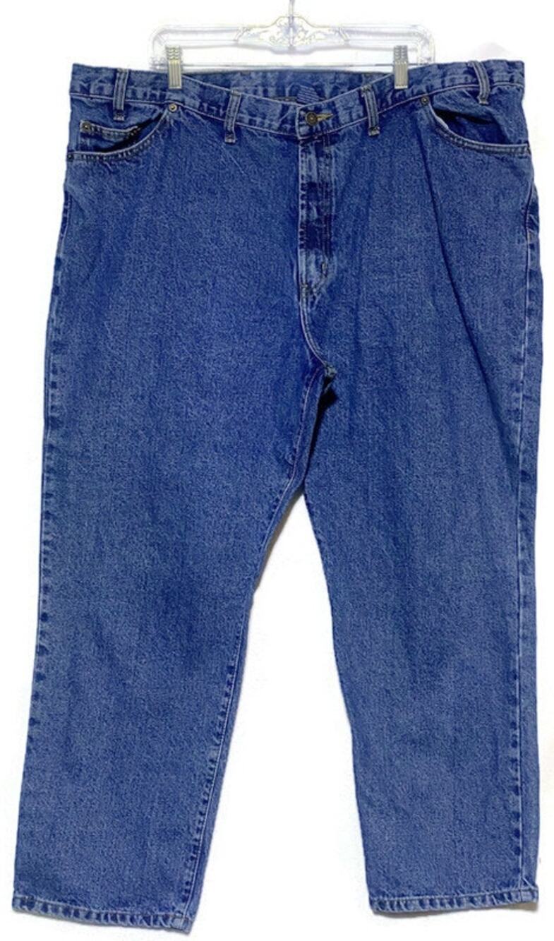 Men's Full Blue Denim Jeans 46x30 100% Cotton Medium Wash